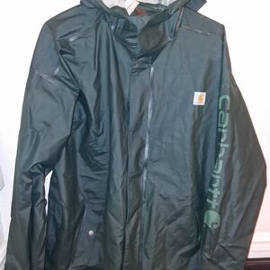 Carhartt Dark Green Hooded Rain Jacket